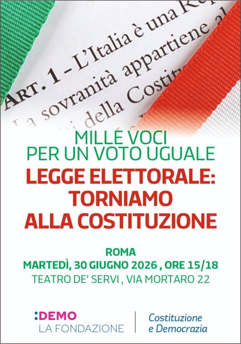 Legge elettorale. Il 30 giugno maratona di interventi dei 160 costituzionalisti