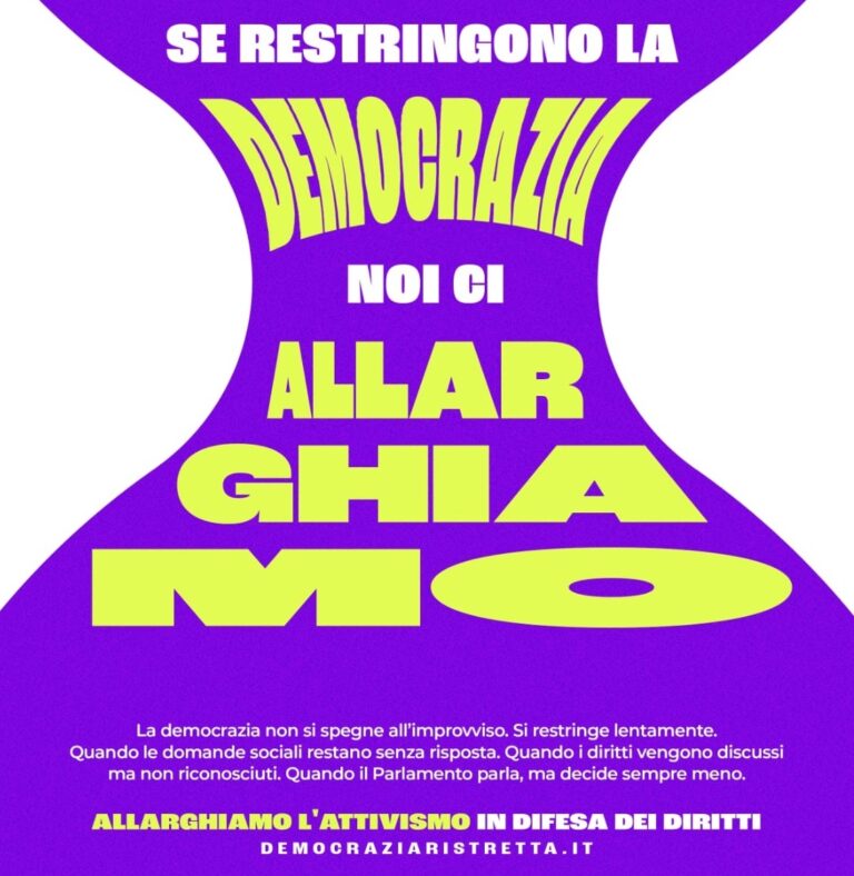 Se la democrazia si restringe, la società civile si allarga: trenta organizzazioni lanciano una mobilitazione nazionale per i diritti