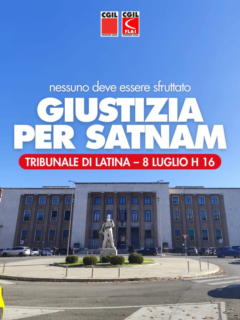 Satnam Singh: l’8 luglio presidio al Tribunale di Latina in attesa della sentenza