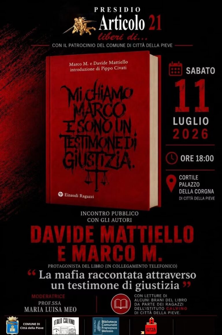 La storia di Marco, testimone di giustizia siciliano. Sabato a Città della Pieve
