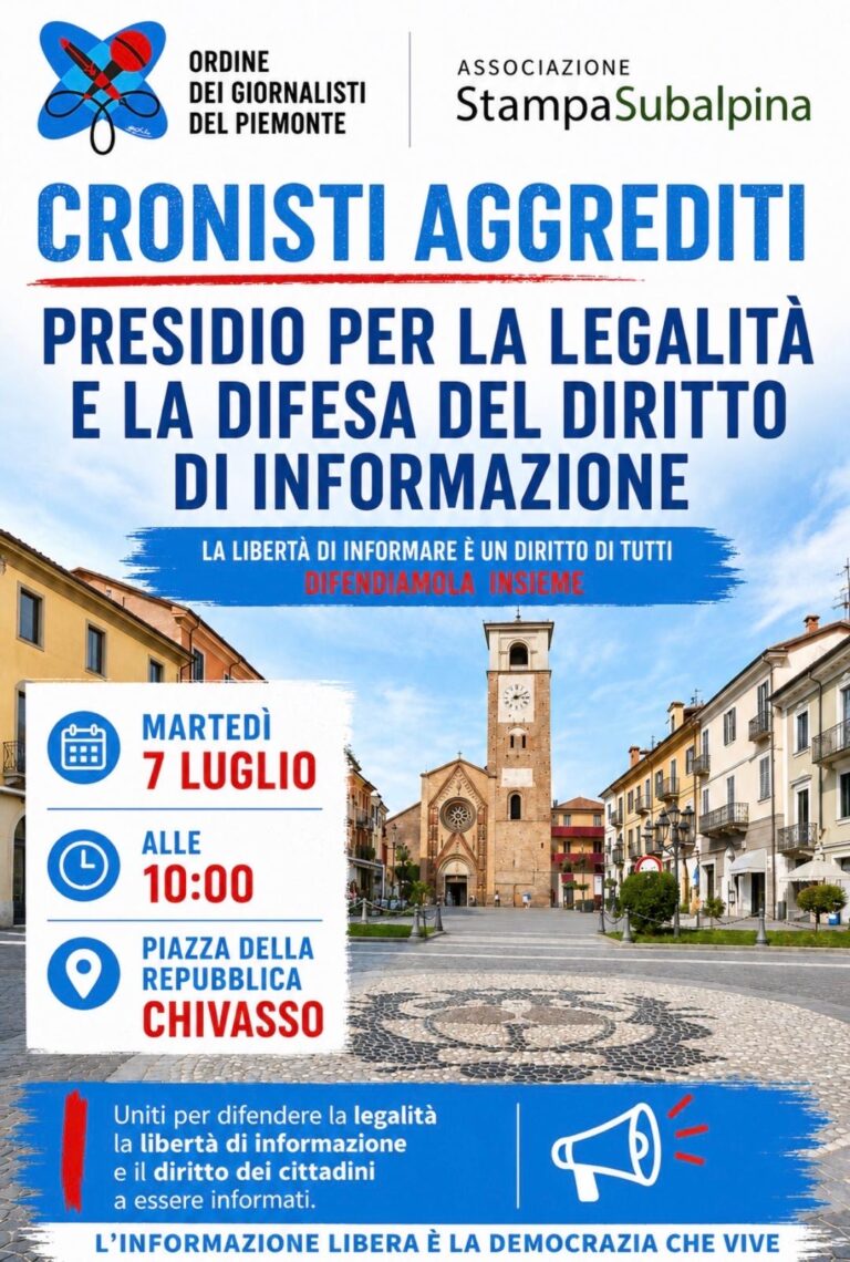 Solidarietà ai due giornalisti aggrediti a Chivasso
