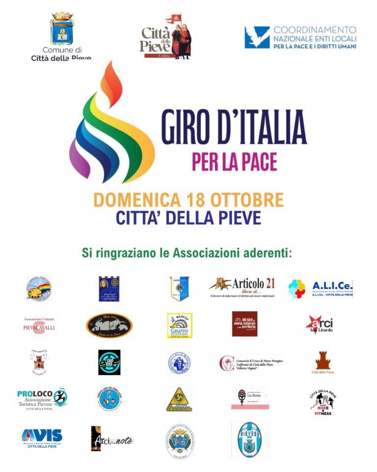 Città della Pieve aderisce al “Giro d’Italia” per la pace, 18 ottobre
