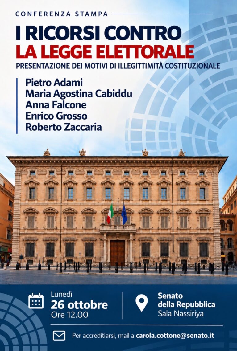 Legge elettorale, al via 30 ricorsi: il 26 ottobre la conferenza stampa al Senato