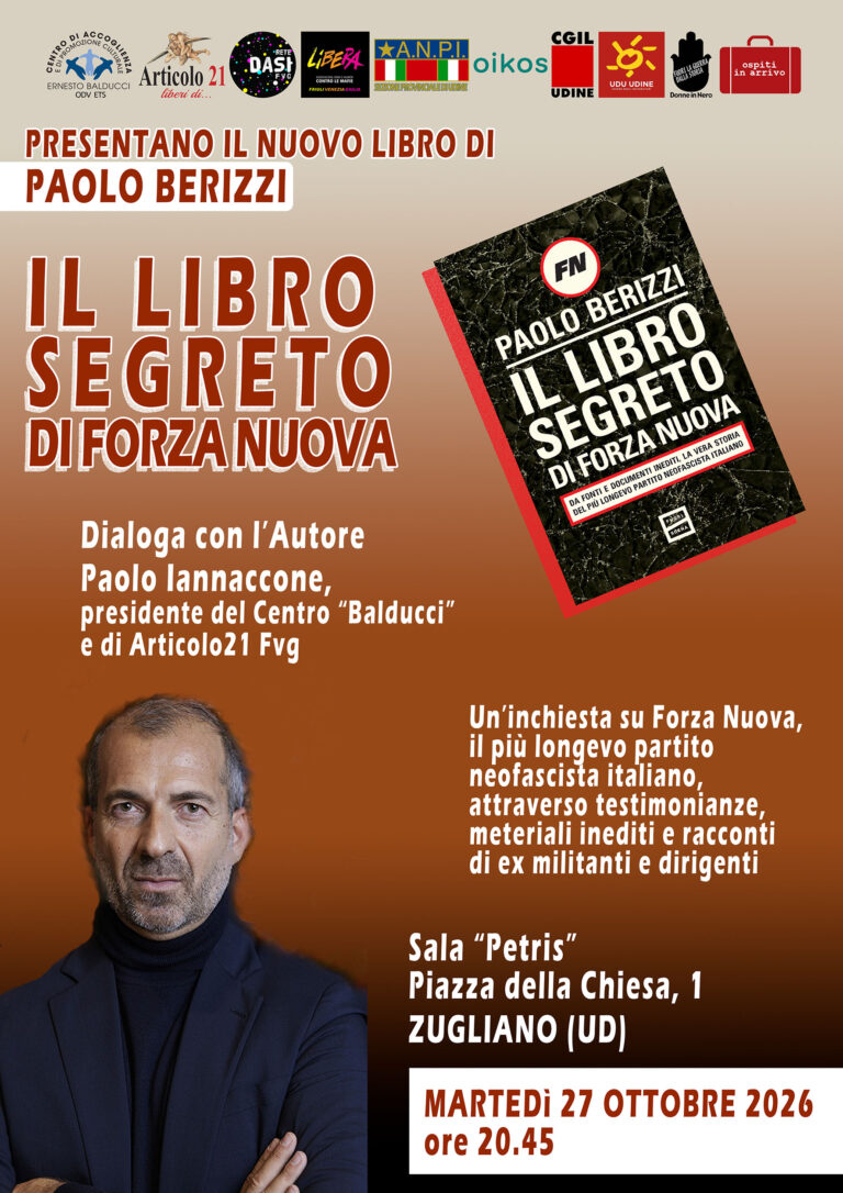 “Il libro segreto di Forza Nuova”. Paolo Berizzi in FVG il 27 ottobre